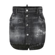 Dsquared2 Svart Denimkjol - Ss23 Kollektion Black, Dam