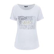 Liu Jo Glittrig T-shirt med Strassdetaljer White, Dam