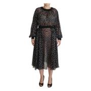 Dolce & Gabbana Midi-klänning i silke med prickar Black, Dam