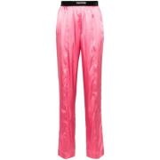 Tom Ford Rosa Silk Satin Pyjama-Stil Byxor Pink, Dam