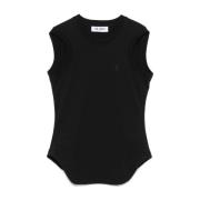 The Attico Svart Crew Neck Ärmlös Tank Top Black, Dam