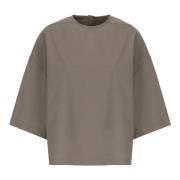 Rick Owens Ivory Bomull T-shirt med Knapp Hals Beige, Dam