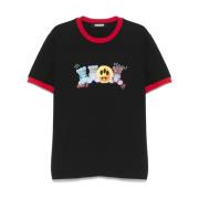 Barrow Svart Crew Neck T-shirt med Front Print Black, Herr