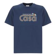 Casablanca Blå Bomull T-shirt med Sportig Print Blue, Herr