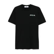 Msgm Svart Crew Neck T-shirt Black, Herr