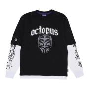 Octopus Svart långärmad rundhals T-shirt Black, Herr