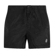 Stone Island Metallisk Nylon Badshorts Black, Herr