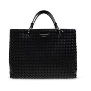 Emporio Armani Läder shopper väska Black, Dam