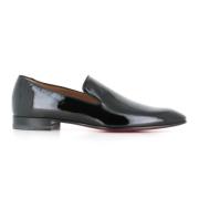 Christian Louboutin Svart Lackläder Loafer Sko Black, Herr