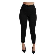 Dolce & Gabbana Elegant högmidjade skinny brokadbyxor Black, Dam