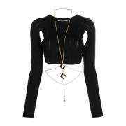 Elisabetta Franchi Long Sleeve Tops Black, Dam