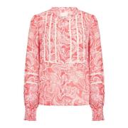 Part Two Blus med Paisley Print och Kinakrage Multicolor, Dam