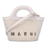 Marni Tropicalia Micro Väska med Rafia Paneler Beige, Dam