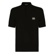 Dolce & Gabbana Svart ull polotröja metalllogo Black, Herr