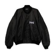 Balenciaga Svart Bomberjacka med Broderad Logotyp Black, Herr