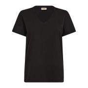 MOS MOSH Svart V-ringad Basic Tee Black, Dam