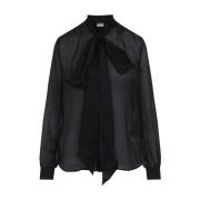 Saint Laurent Svart Sidenskjorta Elegant Väsentlig Black, Dam