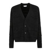 Laneus Jacquard Cardigan Sweater Black, Herr