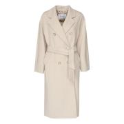 Max Mara Beige Ull Kashmir Dubbelknäppt Kappa Beige, Dam