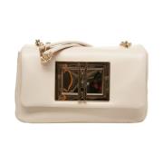 Love Moschino Elegant Vit Axelväska med Gyllene Accenter White, Dam