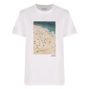 P.a.r.o.s.h. Bomull Crew-neck T-shirt med Front Print White, Dam