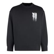 Y-3 Bomull Crew-Neck Sweatshirt Black, Herr