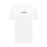 Jil Sander Monogram Print Bomull T-shirt White, Dam