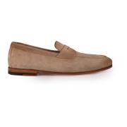 Santoni Beige läder slip-on mockasiner Beige, Herr