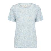 Part Two Rose Print T-Shirt Ice Water Blue, Dam