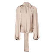 Andamane Elegant Beige Blus med Drop Öppning Beige, Dam