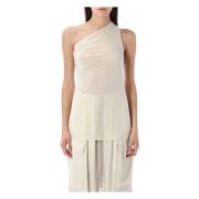 Rick Owens Asymmetrisk Draperad Topwear Ss25 Beige, Dam