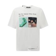 Dolce & Gabbana Maxi Print Bomull T-shirt med Bokstäver White, Herr