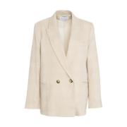 Kaos Beige Dubbelknäppt Glencheck Blazer Beige, Dam