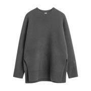 TotêMe Minimalistisk Double-Knit Pullover Gray, Dam