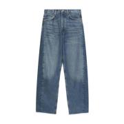 Agolde Blå Denim Straight Leg Jeans Blue, Dam