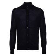 Ballantyne Navy Cardigan Sweater Blue, Herr