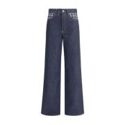 Amiri Präglad Logotyp Wide Leg Palazzo Jeans Blue, Dam