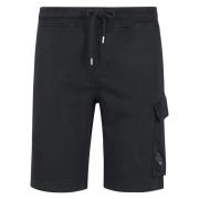 C.p. Company Logo Fleece Shorts Black, Herr