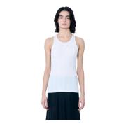 Maison Margiela Logo Patch Rib Tank Top White, Dam