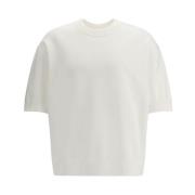 Jil Sander Monokrom Bomull T-shirt med Ribbad Crew Neck White, Herr