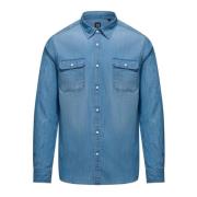 BomBoogie Bomull Chambray Skjorta Blue, Herr