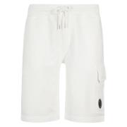 C.p. Company Logo Fleece Shorts White, Herr