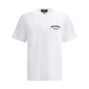 Dsquared2 Monogram Bomull T-shirt med Ribbad Hals White, Herr