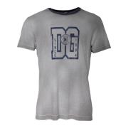 Dolce & Gabbana Grå Bomull Logo Print Crew Neck T-shirt Gray, Herr