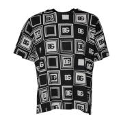 Dolce & Gabbana Monogram Bomull Crew Neck T-shirt Black, Herr