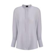 Giorgio Armani Sidens Crew Neck Skjorta med Sidslitsar White, Dam