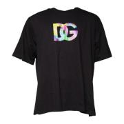 Dolce & Gabbana Svart Bomull Crew Neck T-shirt Black, Herr