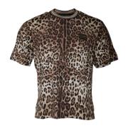 Dolce & Gabbana Leopard Print Crew Neck T-shirt Brown, Herr