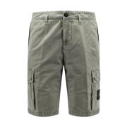 Stone Island Bomull Bermuda Shorts med Logotyp Patch Green, Herr