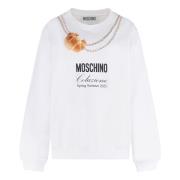 Moschino Bomullssweatshirt med ribbade kanter White, Dam